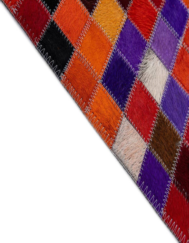 Detail image of  5' 2 x 8' 1 Cowhide - Patchwork Rug