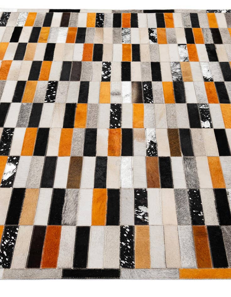 Detail image of  5' 2 x 8' 2 Cowhide - Patchwork Rug