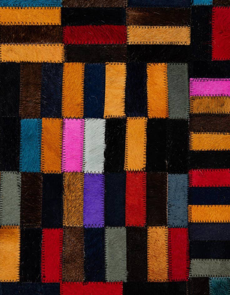 Detail image of  4' 11 x 7' 10 Cowhide - Patchwork Rug