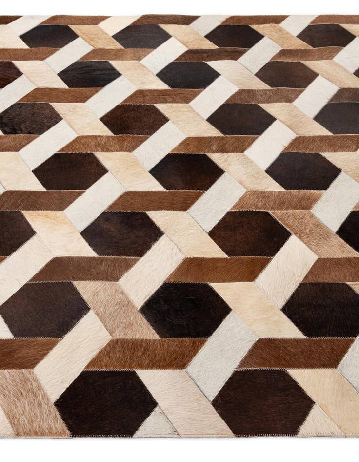 Detail image of  5' 2 x 7' 11 Cowhide - Patchwork Rug