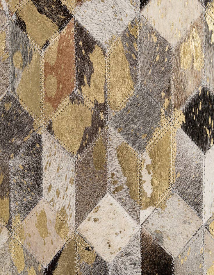 Detail image of  5' 1 x 8' 1 Cowhide - Patchwork Rug