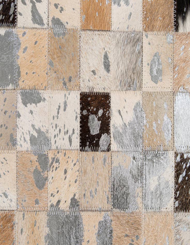 Detail image of  5' 2 x 7' 11 Cowhide - Patchwork Rug