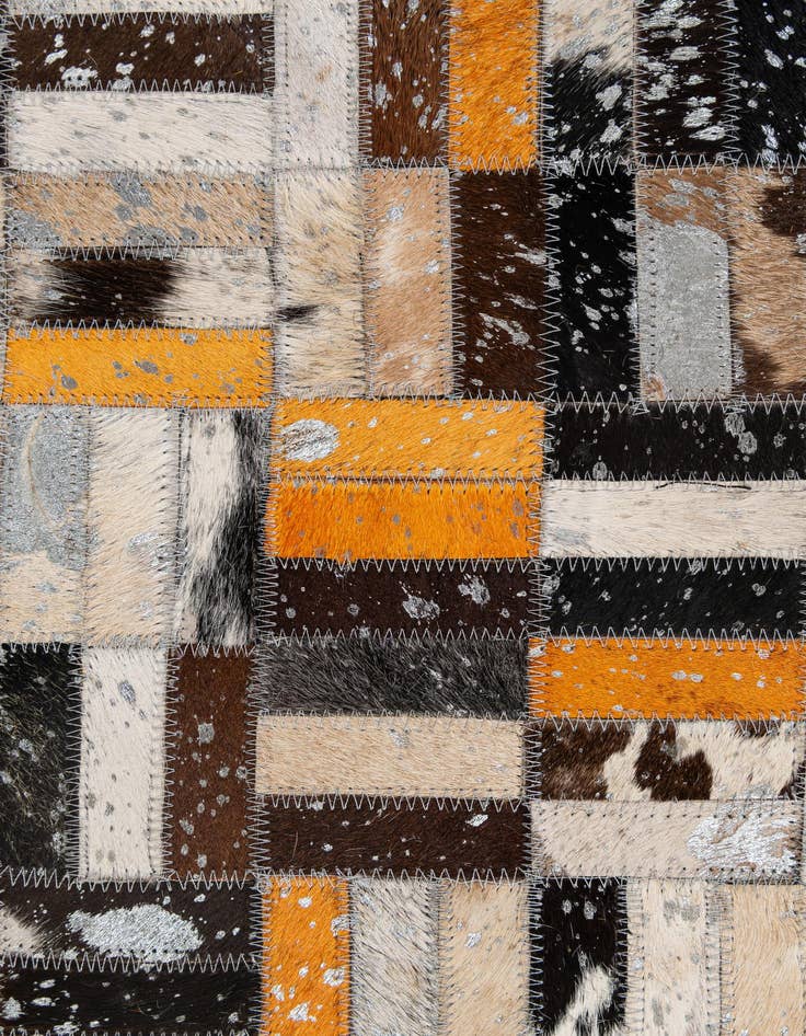 Detail image of  4' 11 x 7' 10 Cowhide - Patchwork Rug