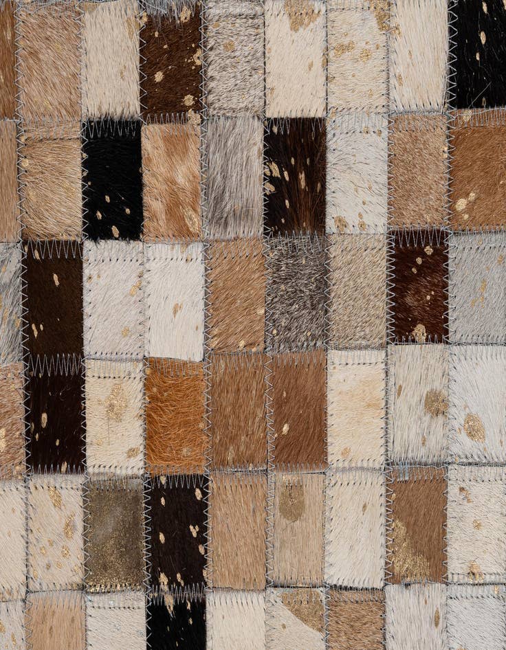 Detail image of  4' 11 x 7' 10 Cowhide - Patchwork Rug