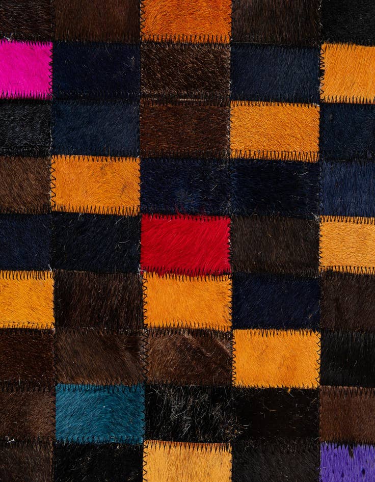 Detail image of  5' 2 x 7' 11 Cowhide - Patchwork Rug