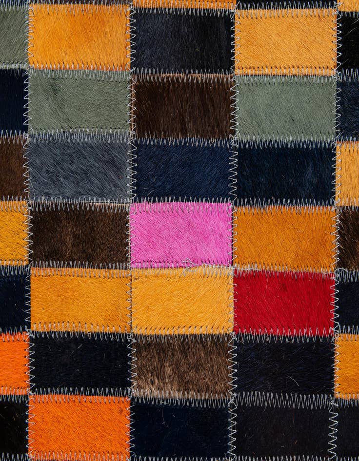 Detail image of  5' 1 x 7' 11 Cowhide - Patchwork Rug