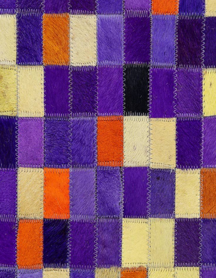 Detail image of  5' 2 x 7' 11 Cowhide - Patchwork Rug