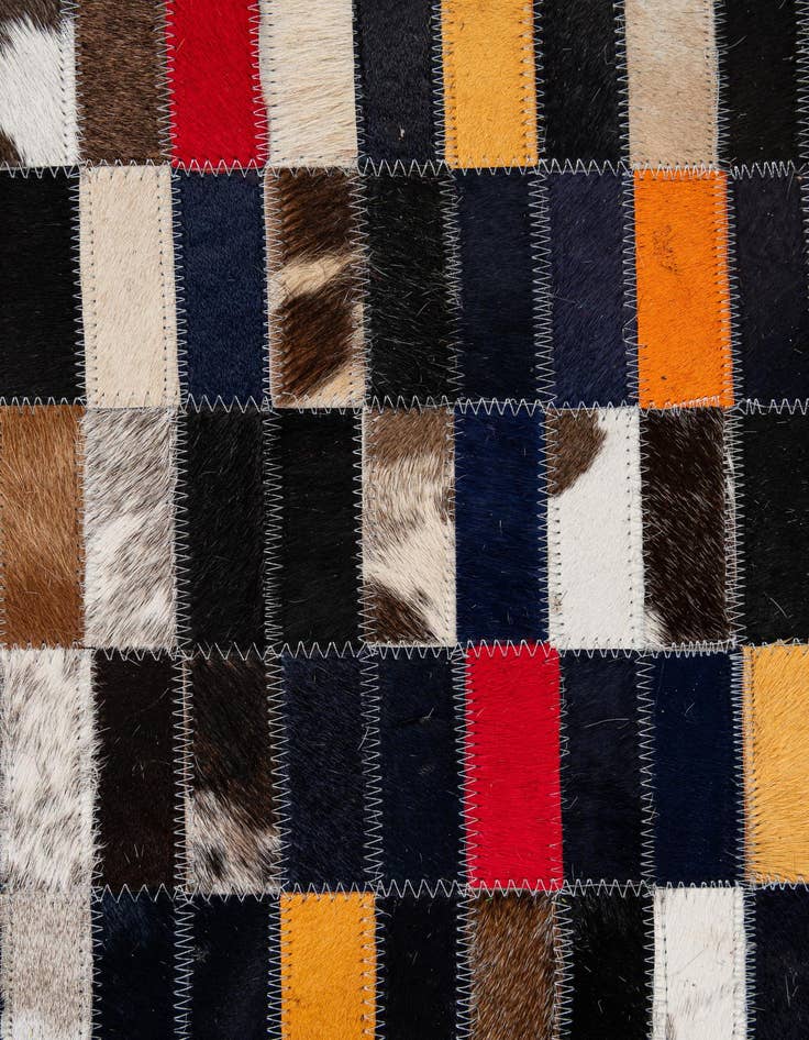 Detail image of  5' 2 x 7' 11 Cowhide - Patchwork Rug
