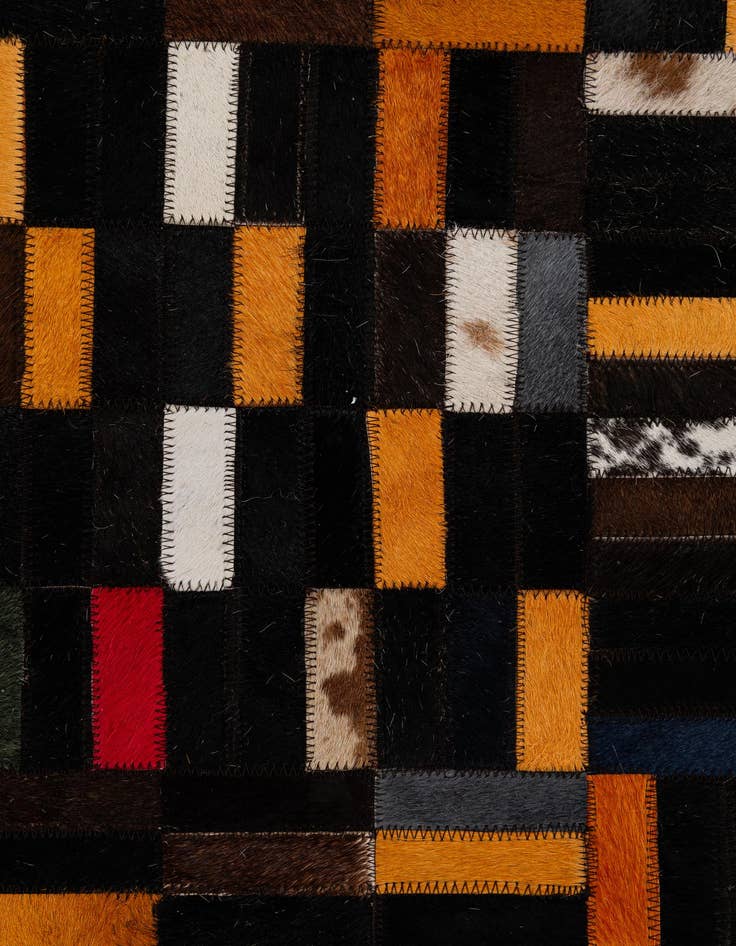 Detail image of  4' 11 x 7' 10 Cowhide - Patchwork Rug