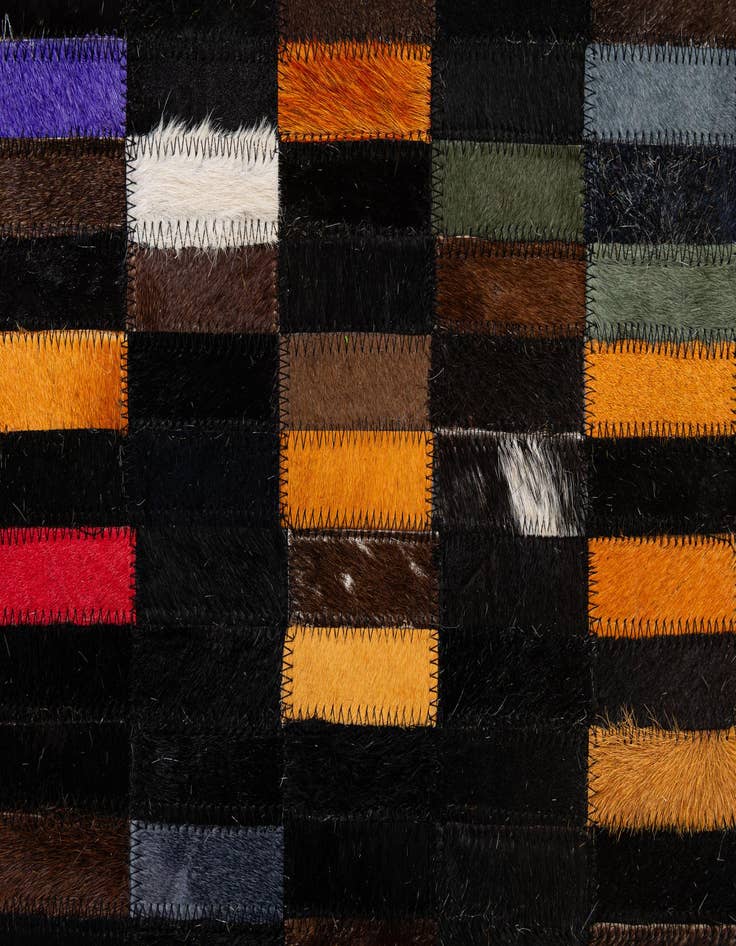 Detail image of  5' 2 x 7' 11 Cowhide - Patchwork Rug