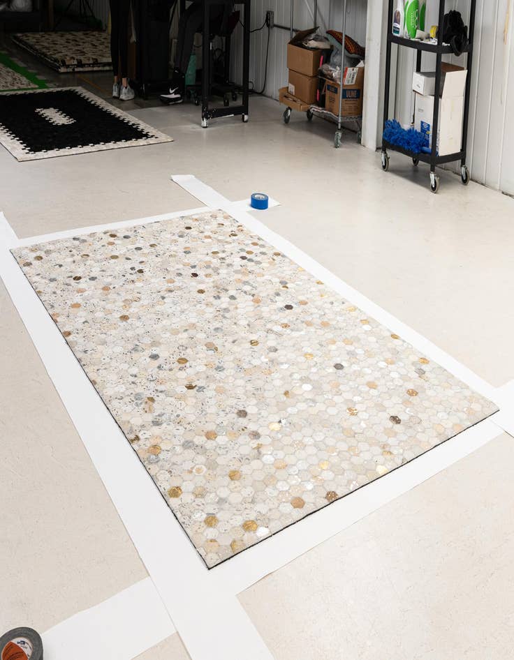 Detail image of  5' 2 x 8' 2 Cowhide - Patchwork Rug