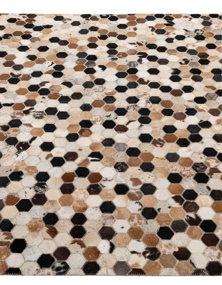 Detail image of  5' 1 x 7' 11 Cowhide - Patchwork Rug