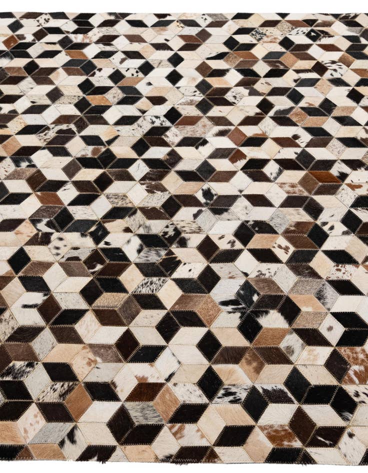 Detail image of  5' 2 x 7' 10 Cowhide - Patchwork Rug