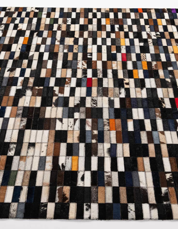 Detail image of  5' 2 x 7' 11 Cowhide - Patchwork Rug