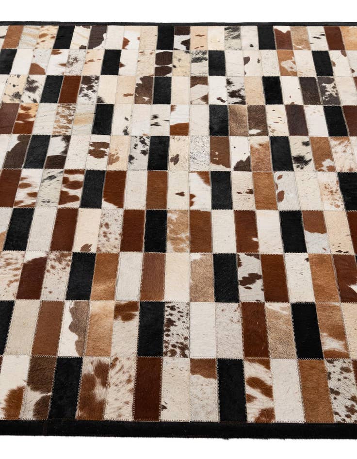 Detail image of  5' 2 x 7' 11 Cowhide - Patchwork Rug