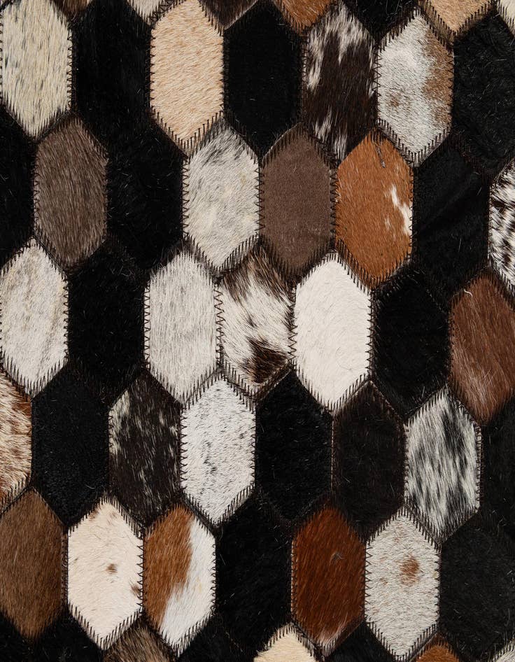 Detail image of  5' 2 x 8' 1 Cowhide - Patchwork Rug