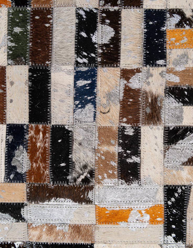 Detail image of  5' 2 x 8' 2 Cowhide - Patchwork Rug