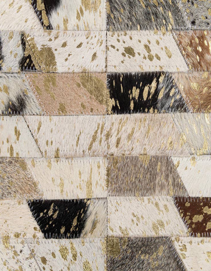 Detail image of  4' 1 x 5' 11 Cowhide - Patchwork Rug