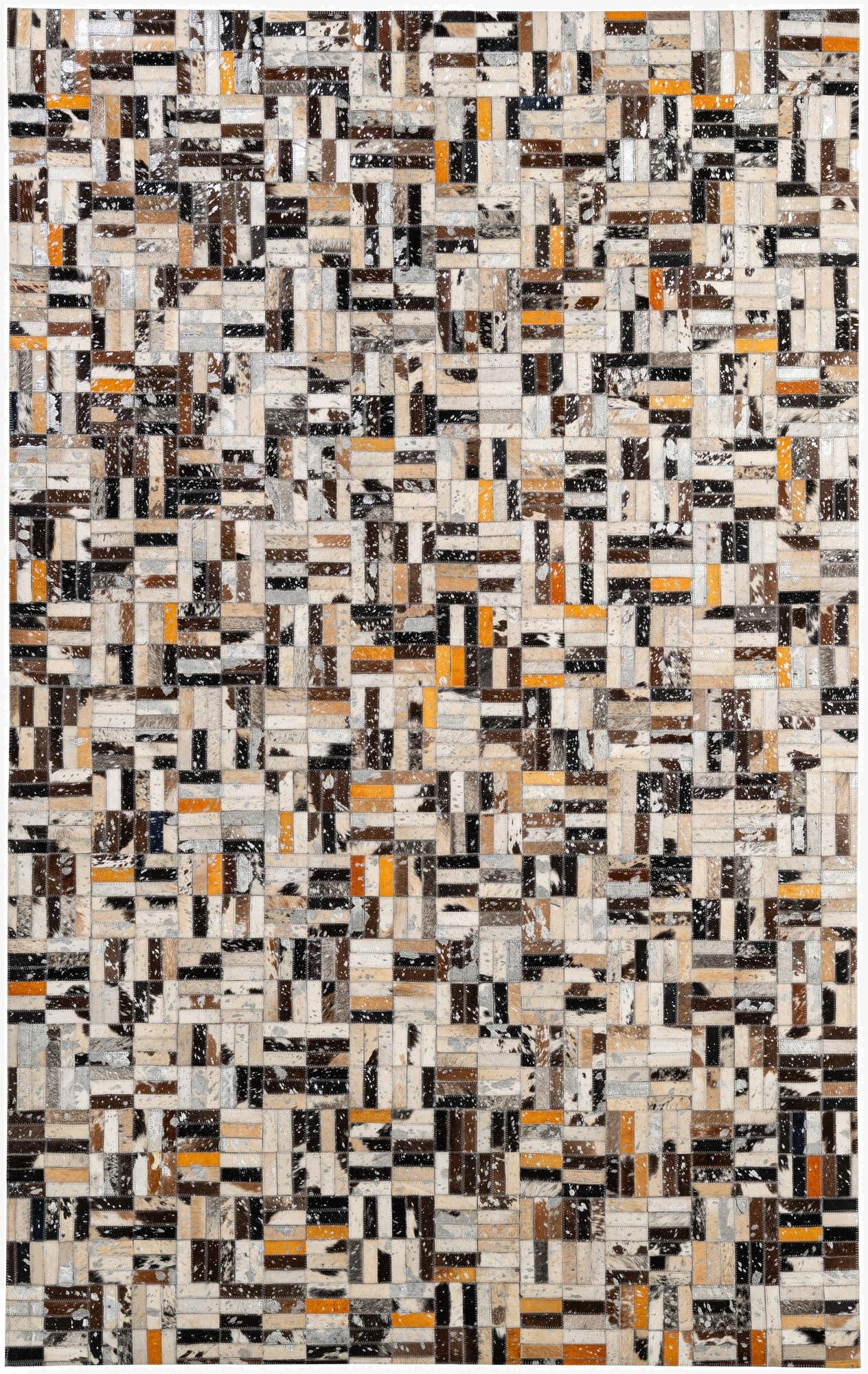  4' 11 x 7' 10 Cowhide - Patchwork Rug