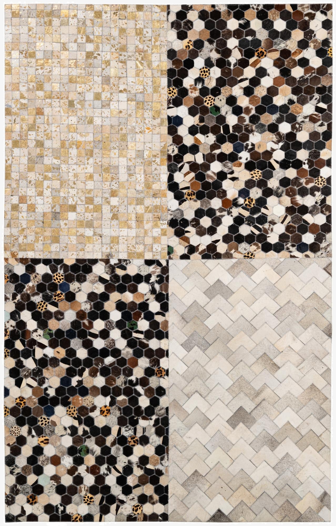  4' 11 x 8' 1 Cowhide - Patchwork Rug