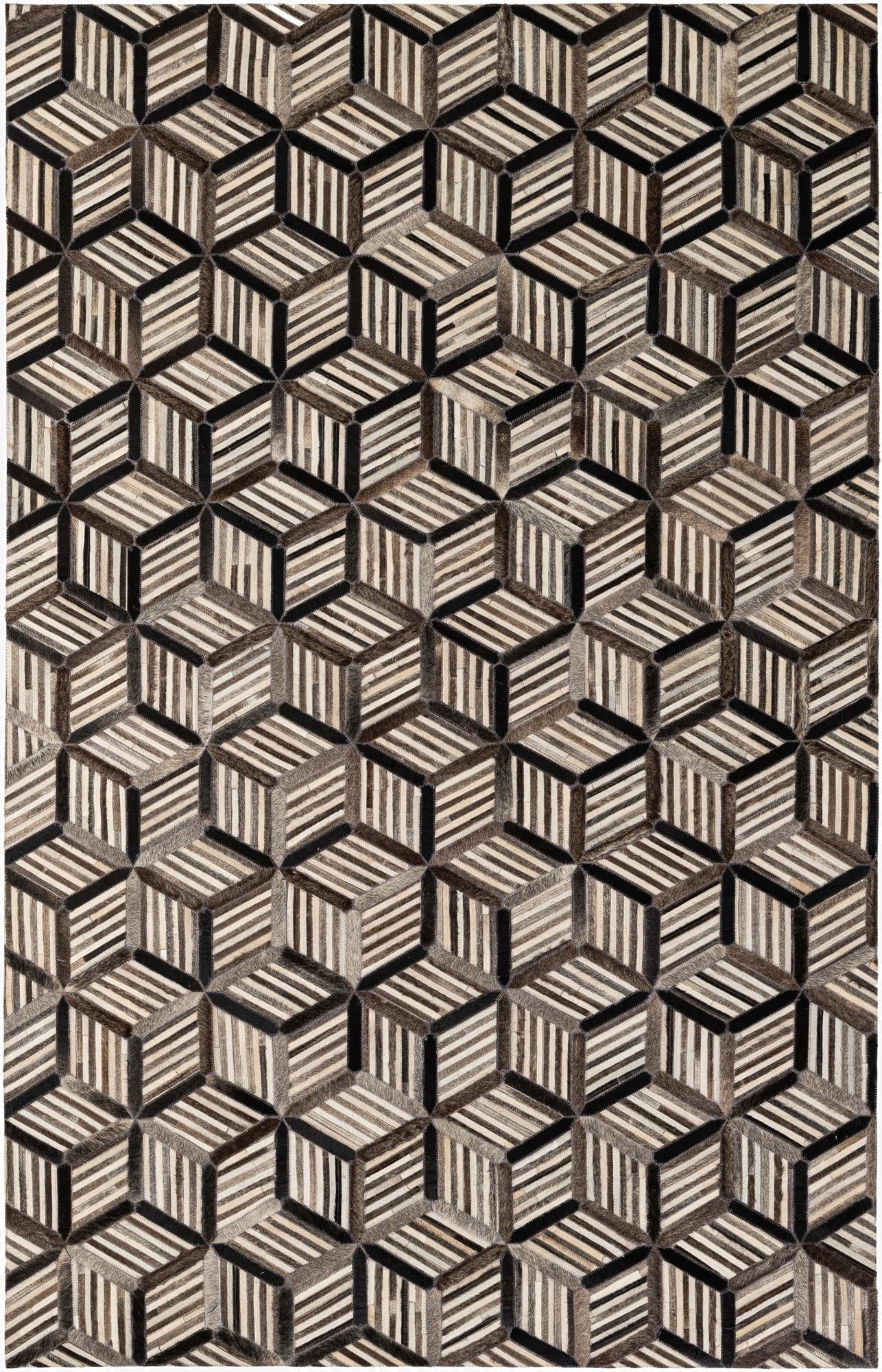  4' 11 x 7' 10 Cowhide - Patchwork Rug