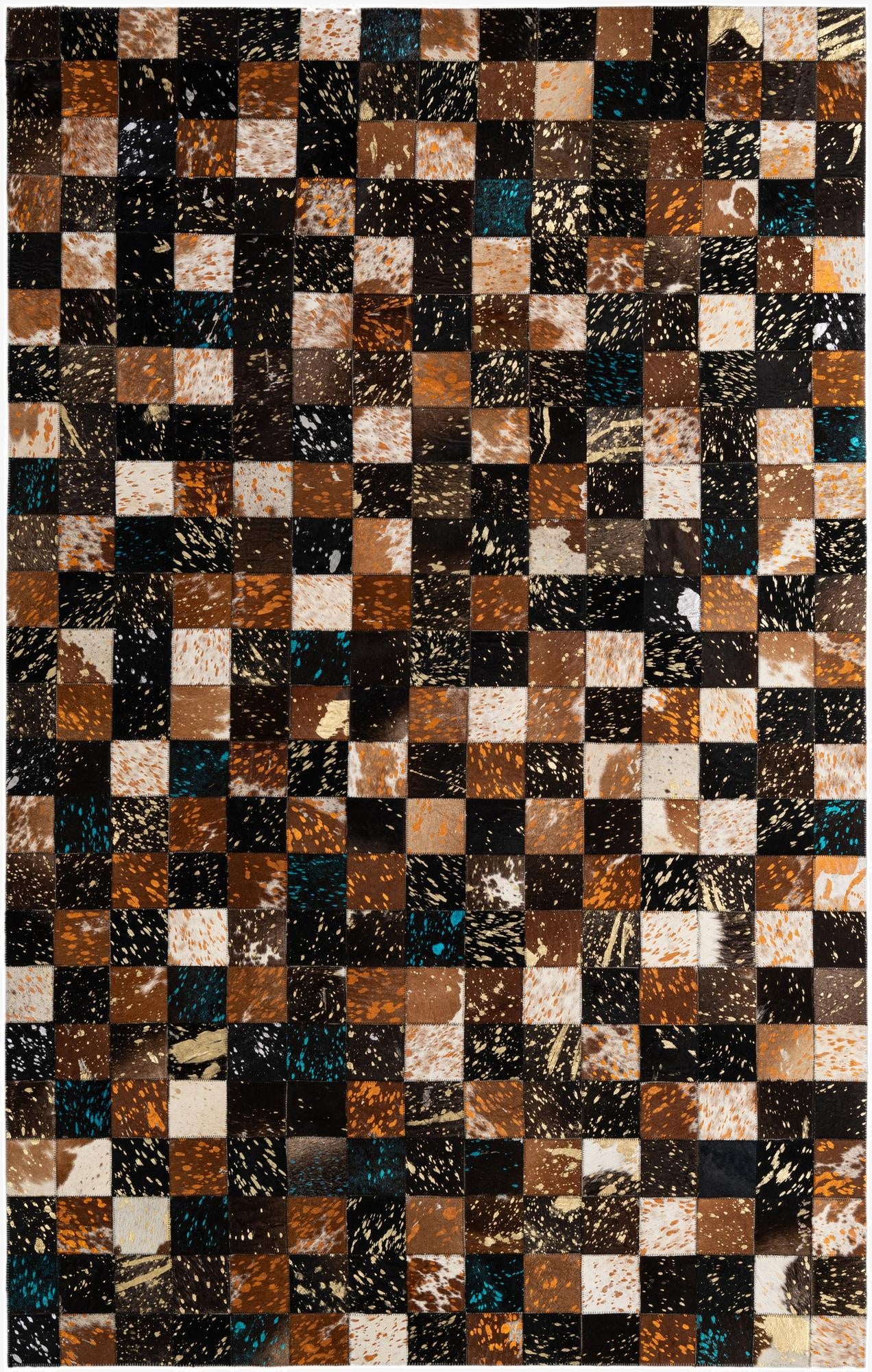  4' 11 x 7' 10 Cowhide - Patchwork Rug