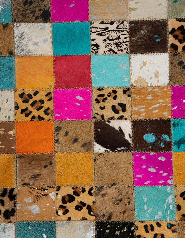 Detail image of  5' 1 x 8' 1 Cowhide Leather Rug