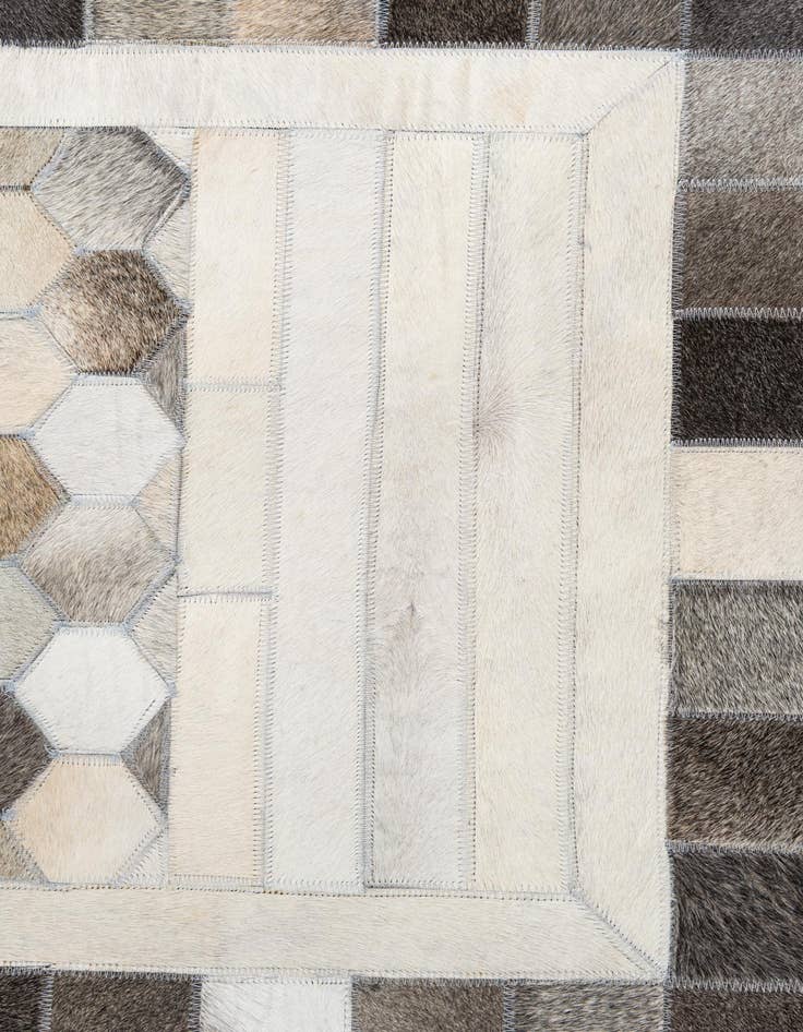 Detail image of  4' 10 x 7' 9 Cowhide Leather Rug