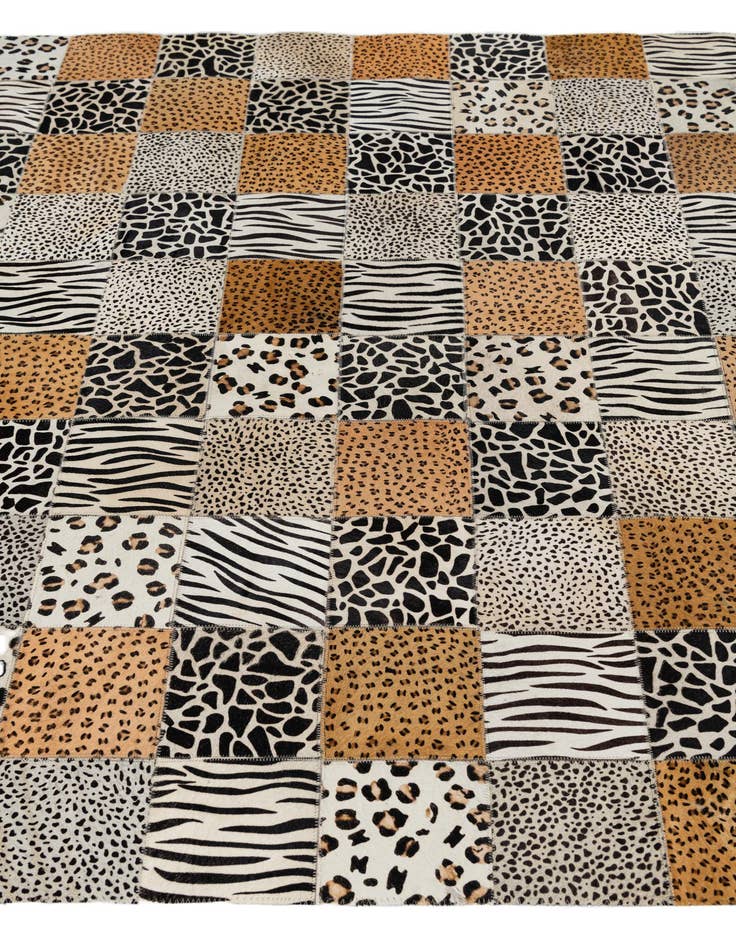 Detail image of  4' 10 x 7' 8 Cowhide Leather Rug