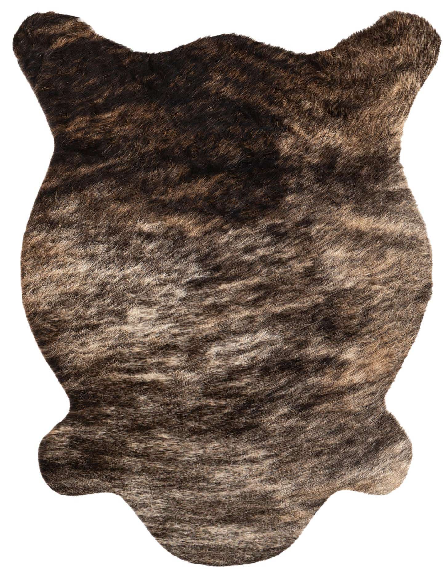 A 2x3 multi-colored cowhide rug with a modern brindle pattern, ideal for a kitchen or entryway.