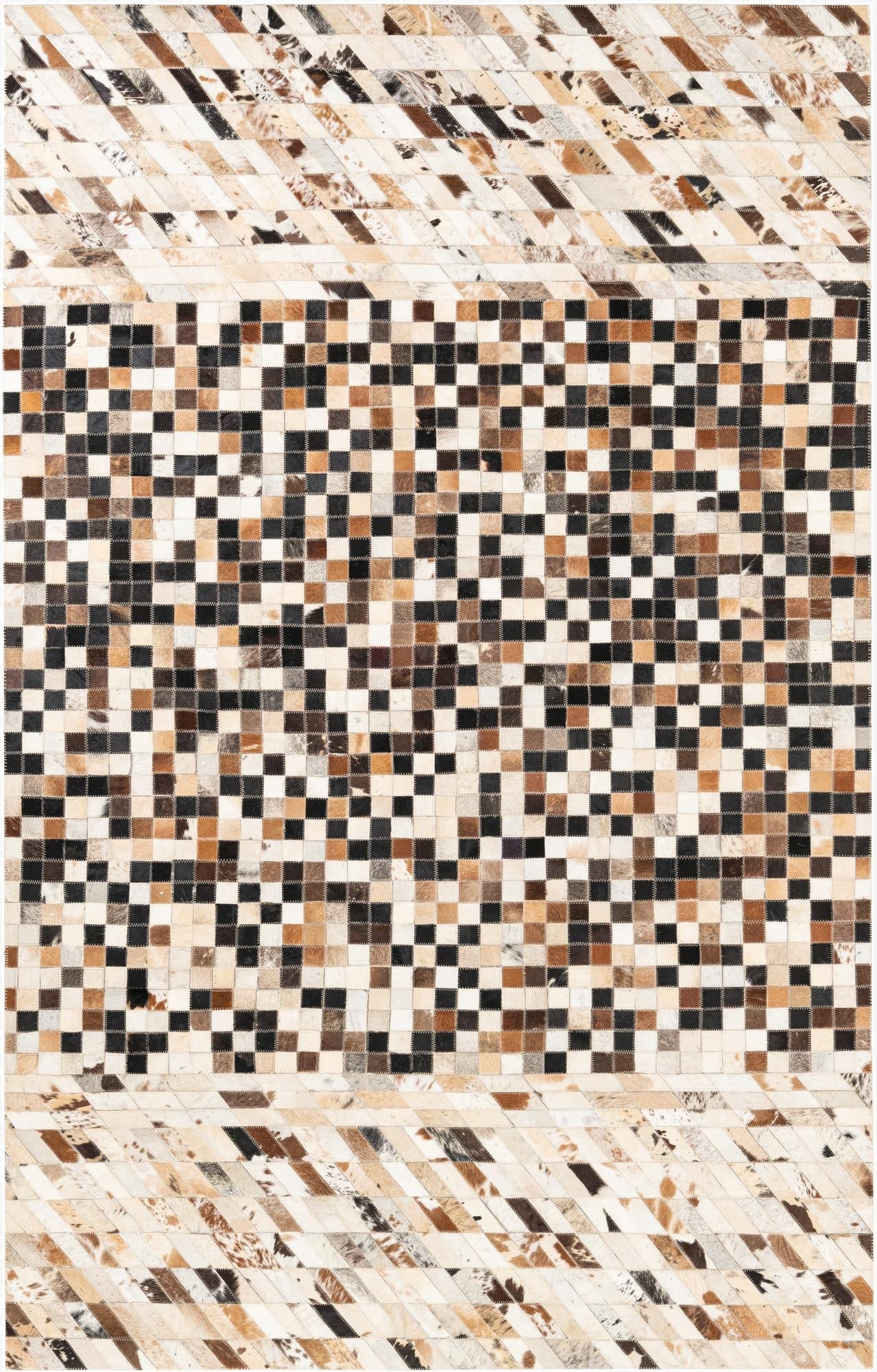  5' x 7' 10 Cowhide Leather Rug