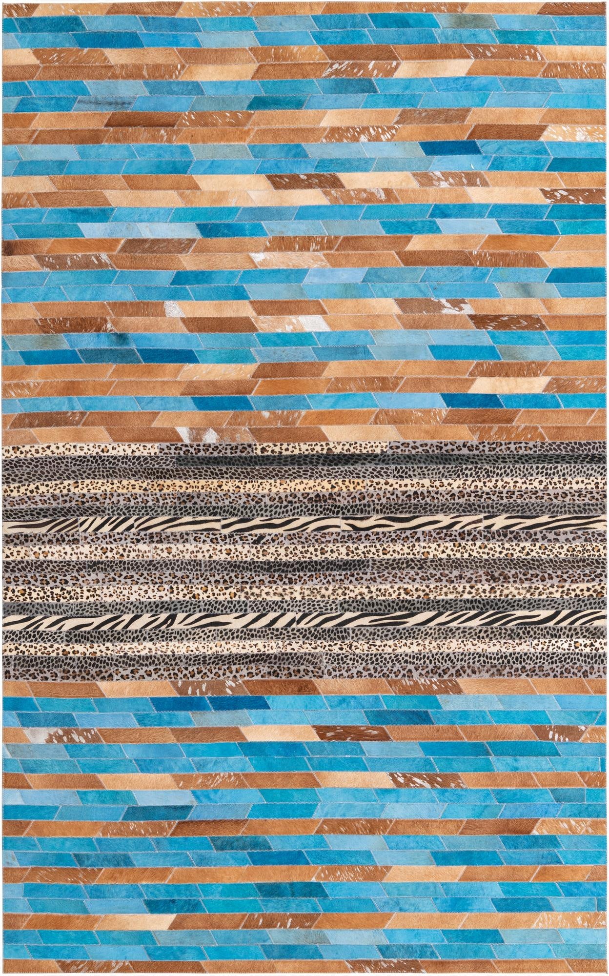  5' 1 x 8' 3 Cowhide Leather Rug