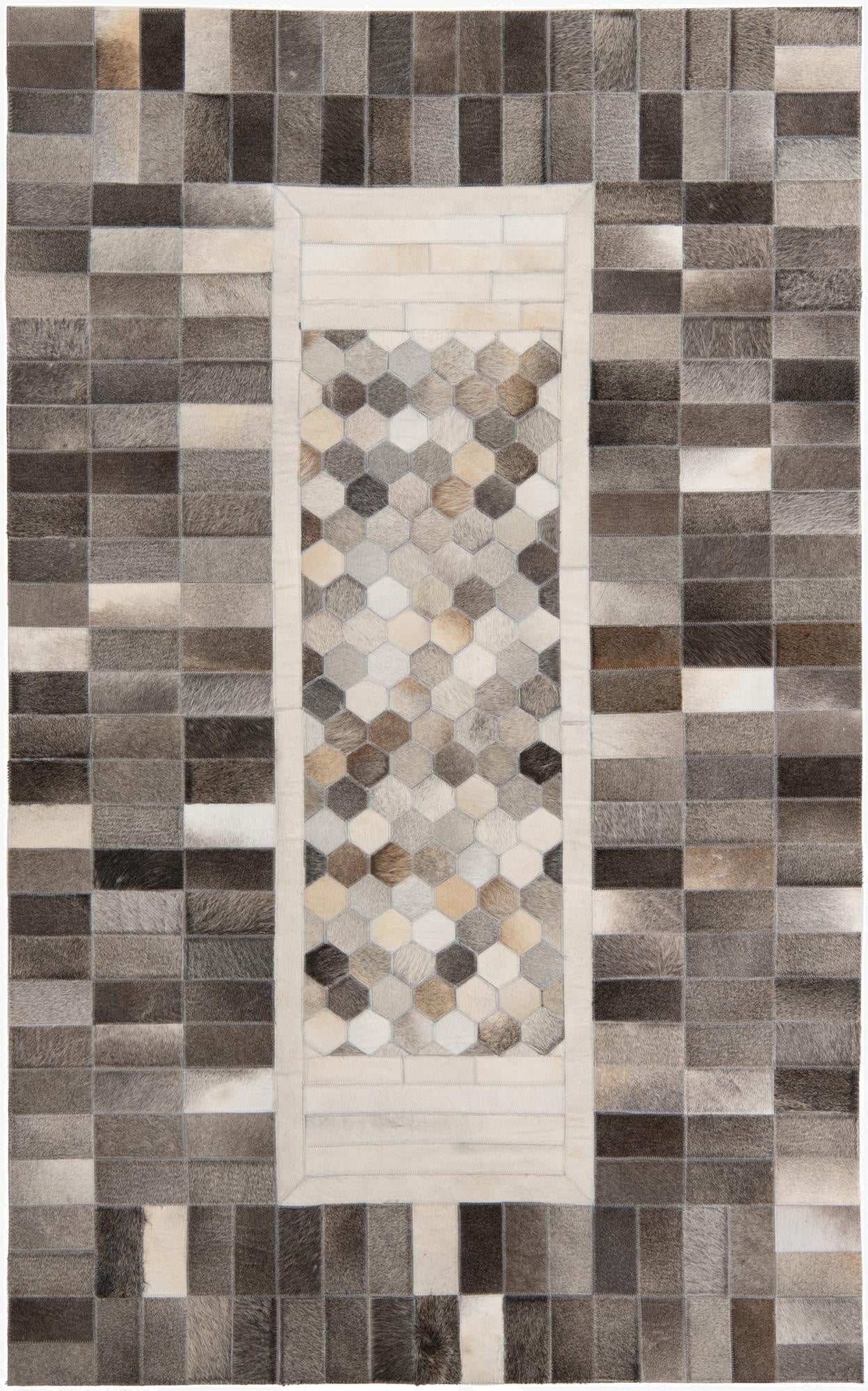  4' 10 x 7' 9 Cowhide Leather Rug