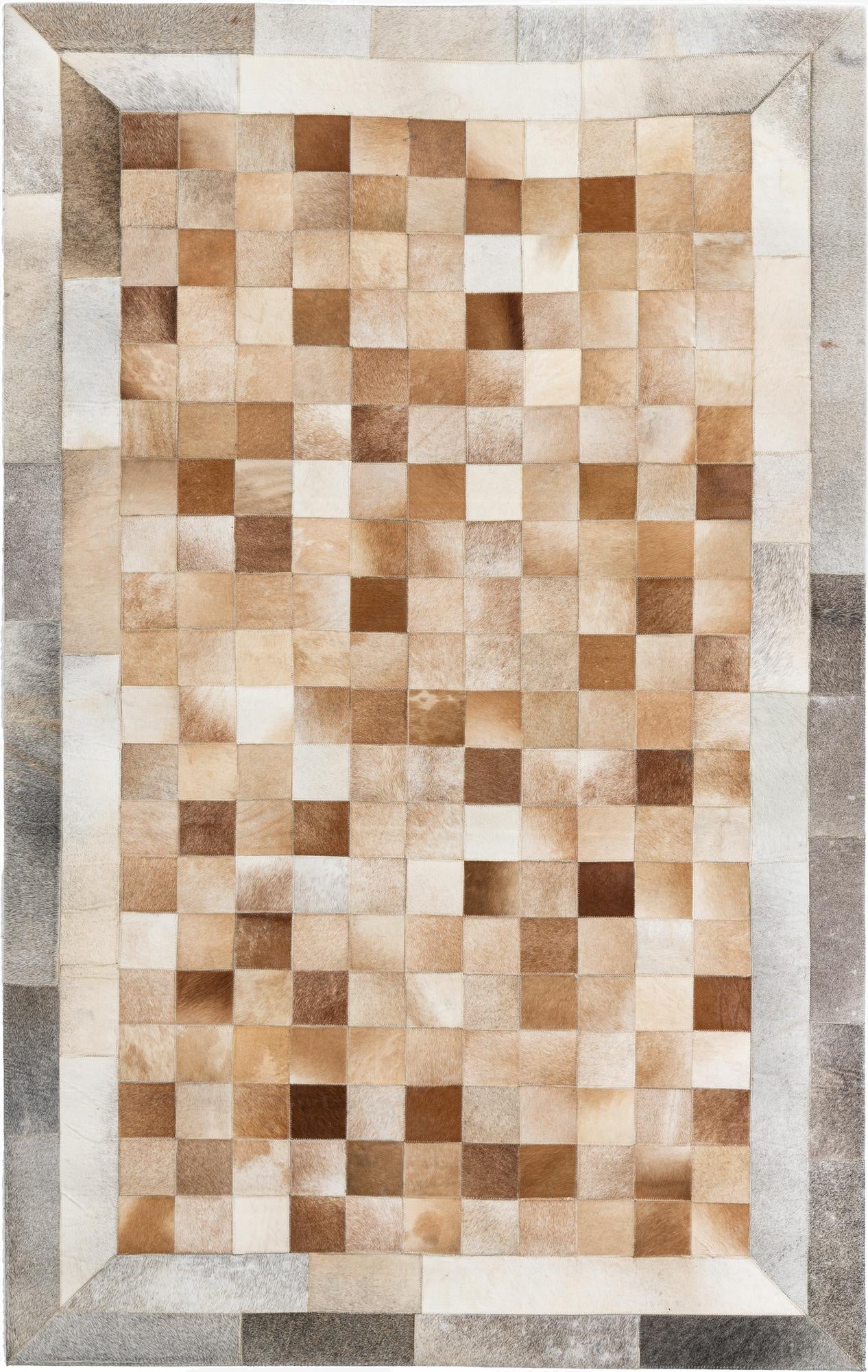  4' 10 x 7' 8 Cowhide Leather Rug