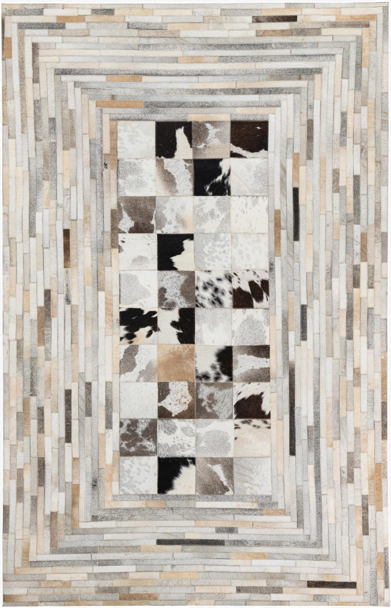  5' 1 x 8' Cowhide Leather Rug