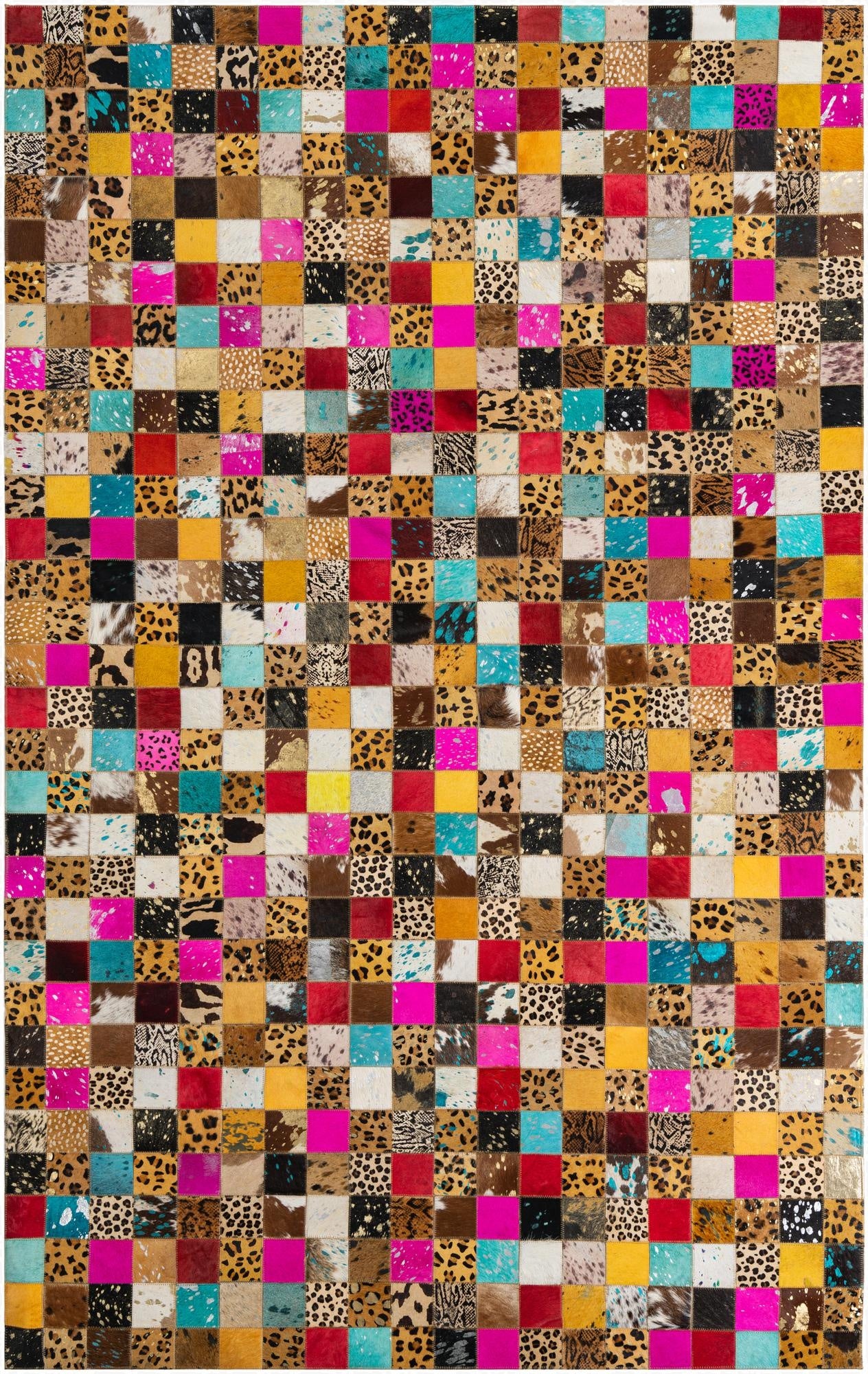  5' 1 x 8' 1 Cowhide Leather Rug