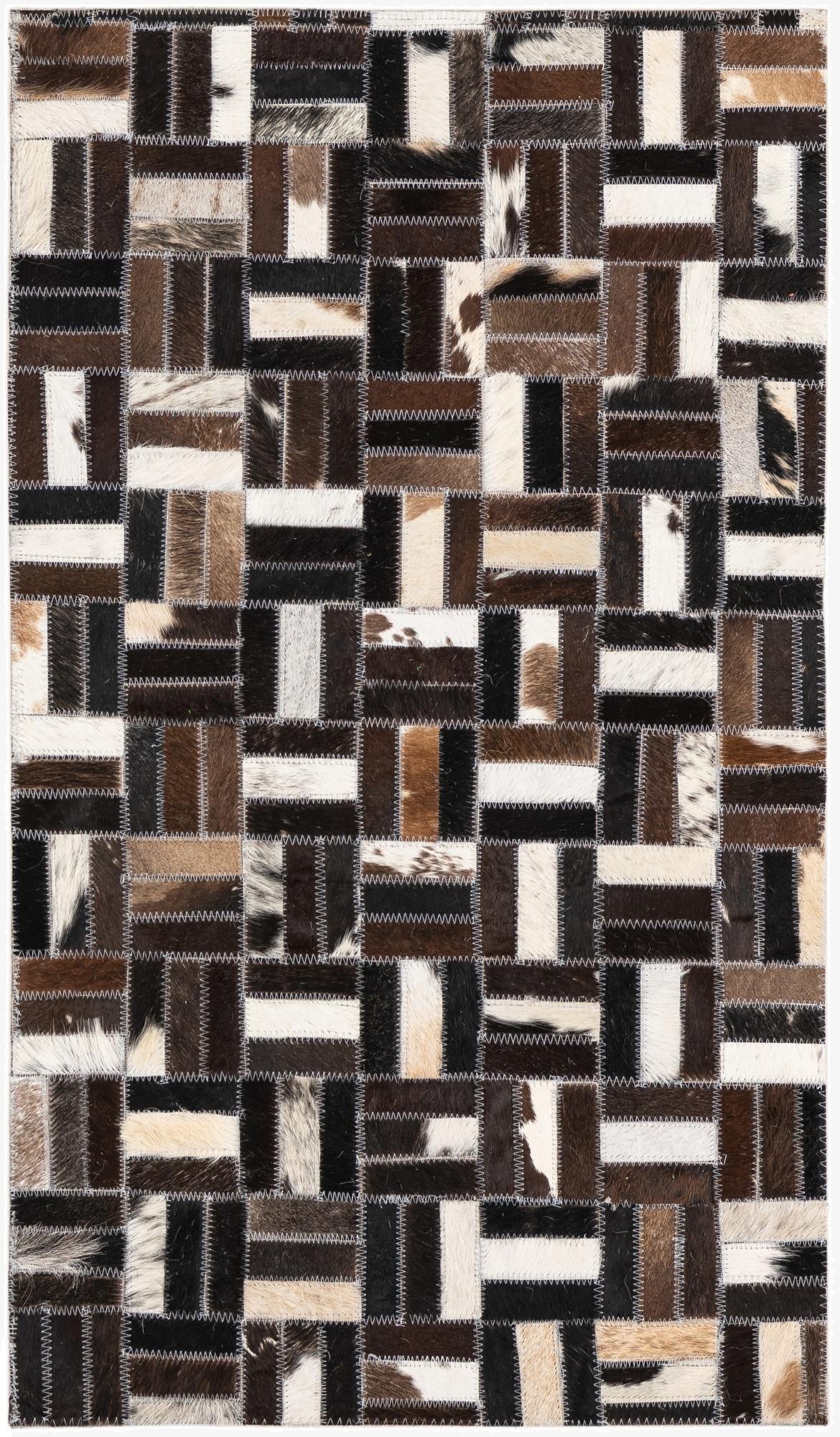  1' 9 x 3' Cowhide Leather Rug