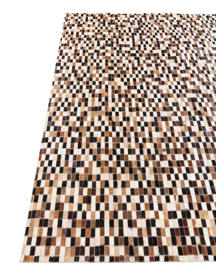 Detail image of  5' 6 x 7' 6 Cowhide Stocks Rug