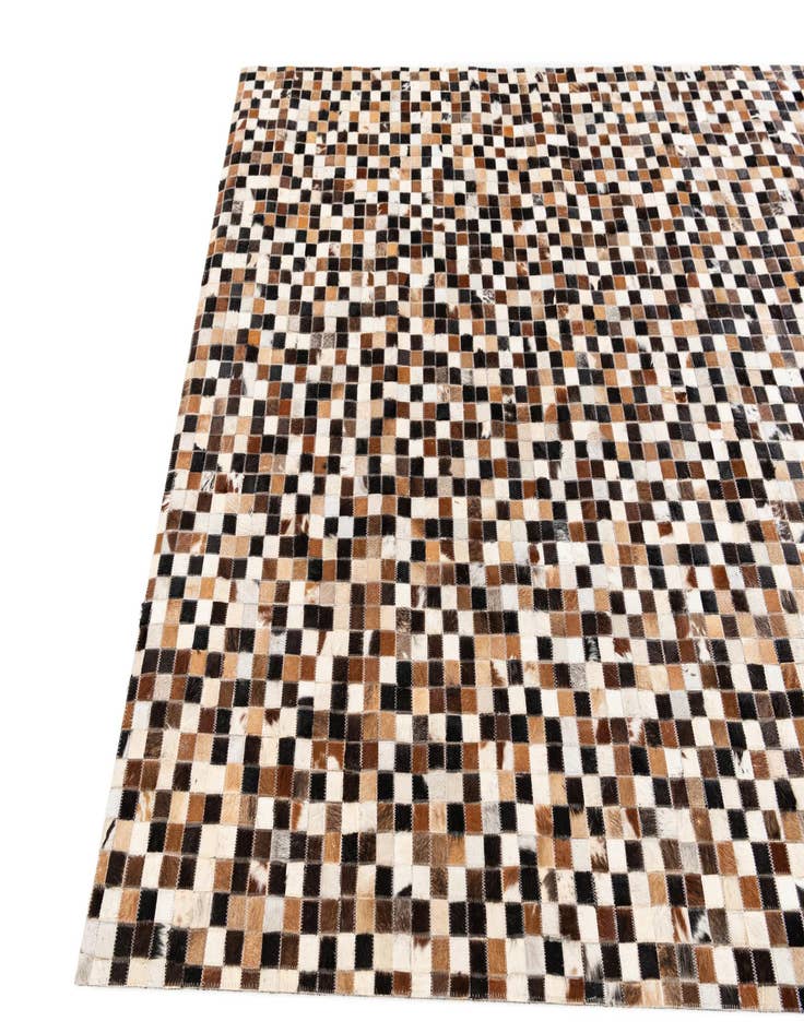 Detail image of  5' 3 x 7' 6 Cowhide Stocks Rug