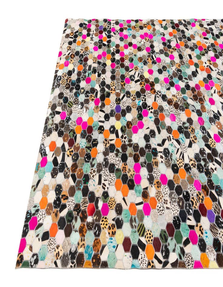 Detail image of  5' 1 x 7' 10 Cowhide Stocks Rug