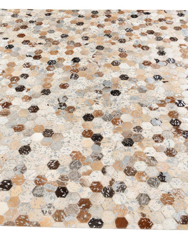 Detail image of  5' 3 x 7' 6 Cowhide Stocks Rug