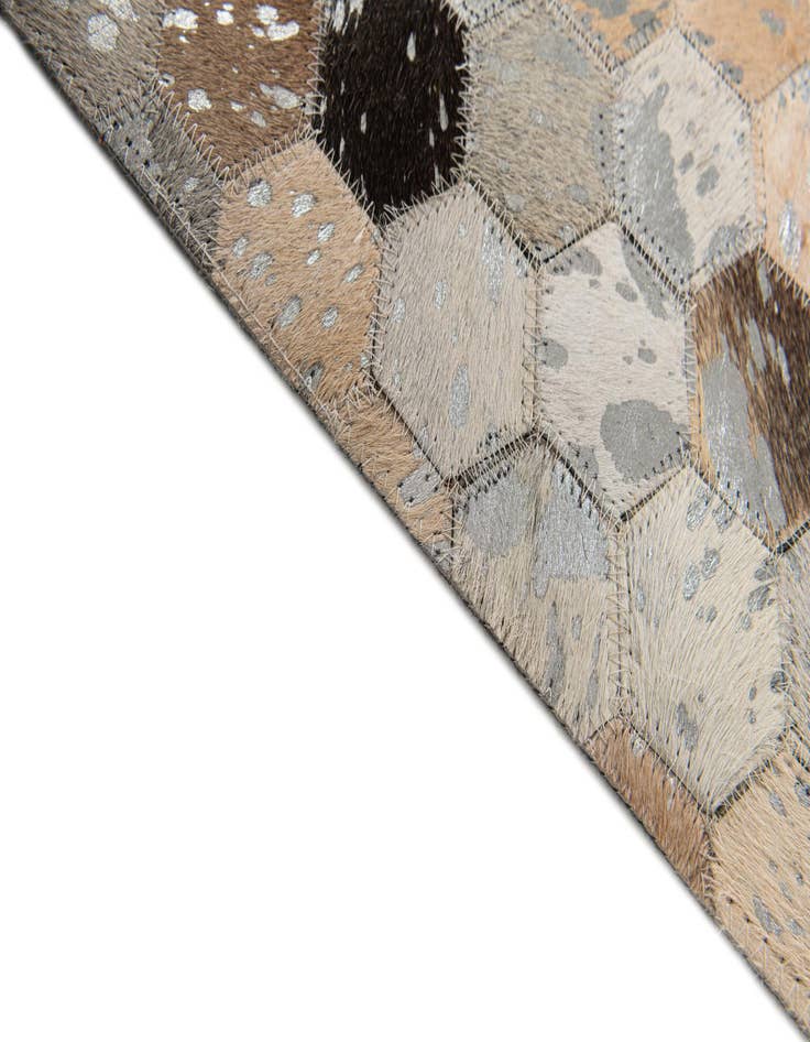 Detail image of  5' 2 x 7' 6 Cowhide Stocks Rug