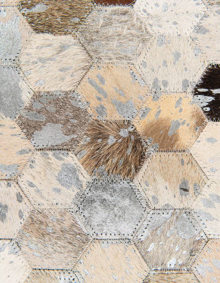 Detail image of  5' 2 x 7' 6 Cowhide Stocks Rug