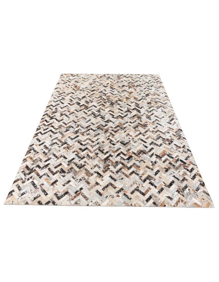 Detail image of  5' 3 x 7' 6 Cowhide Stocks Rug