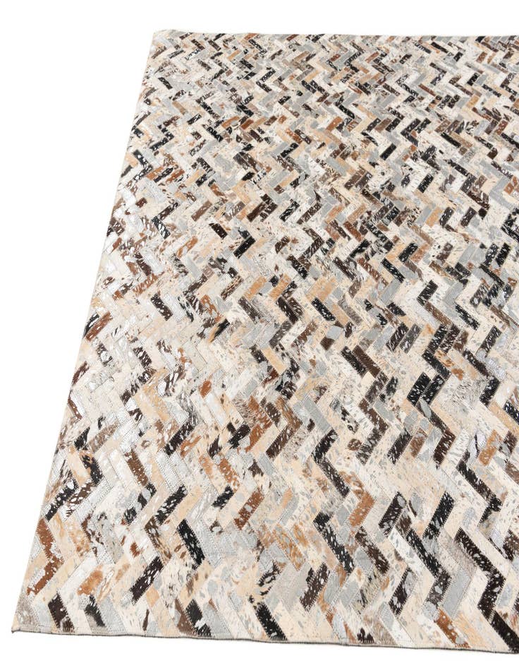 Detail image of  5' 3 x 7' 6 Cowhide Stocks Rug