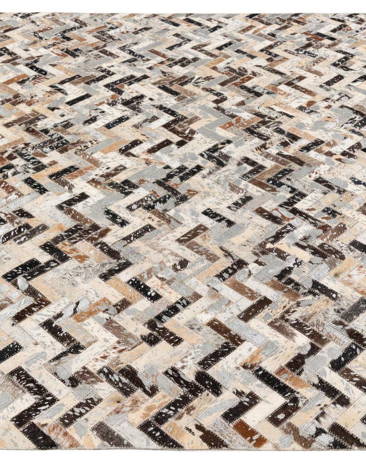 Detail image of  5' 3 x 7' 6 Cowhide Stocks Rug