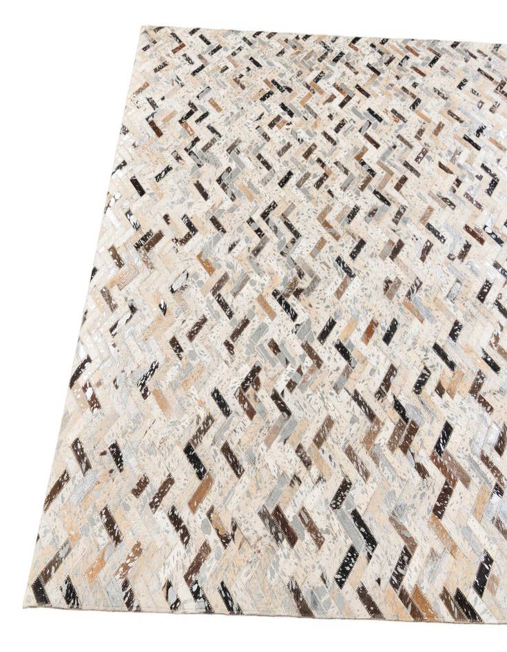 Detail image of  5' 3 x 7' 6 Cowhide Stocks Rug