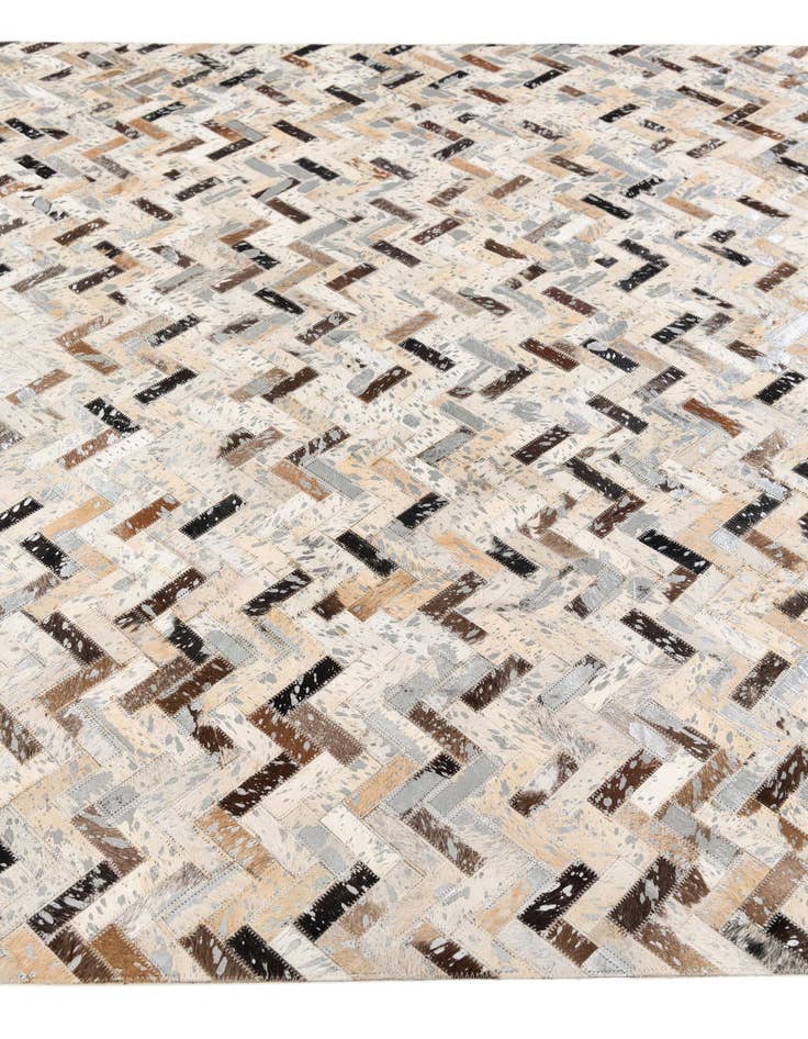 Detail image of  5' 3 x 7' 6 Cowhide Stocks Rug