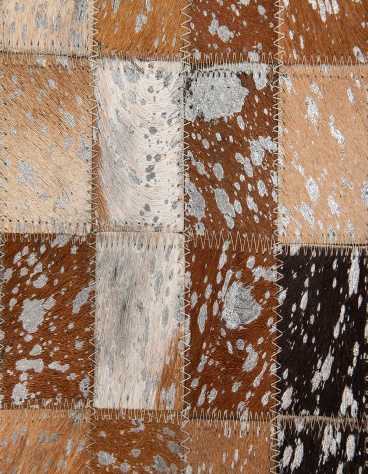Detail image of  5' 2 x 7' 6 Cowhide Stocks Rug