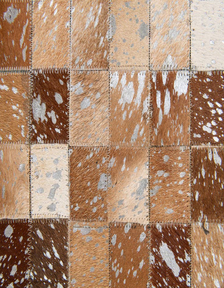 Detail image of  5' 3 x 7' 6 Cowhide Stocks Rug